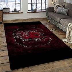 ncaa south carolina gamecocks college sport basketball and foolball team logo rectangle area rug dark room scg15