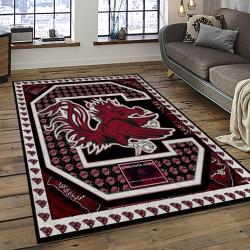 ncaa south carolina gamecocks college sport basketball and foolball team logo rectangle area rug dark room scg20