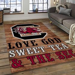 ncaa south carolina gamecocks college sport basketball and foolball team logo rectangle area rug dark room scg23