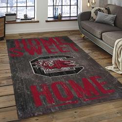 ncaa south carolina gamecocks college sport basketball and foolball team logo rectangle area rug dark room scg24