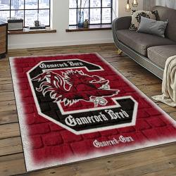 ncaa south carolina gamecocks college sport basketball and foolball team logo rectangle area rug dark room scg26