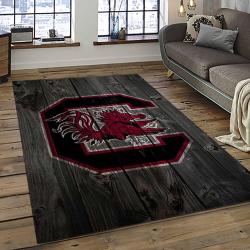 ncaa south carolina gamecocks college sport basketball and foolball team logo rectangle area rug dark room scg28
