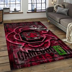 ncaa south carolina gamecocks college sport basketball and foolball team logo rectangle area rug dark room scg29
