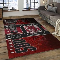 ncaa south carolina gamecocks college sport basketball and foolball team logo rectangle area rug dark room scg30