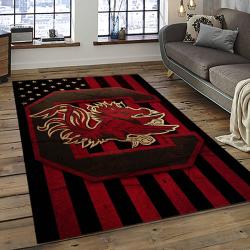 ncaa south carolina gamecocks college sport basketball and foolball team logo rectangle area rug dark room scg33