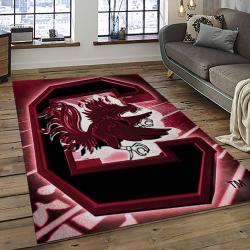 ncaa south carolina gamecocks college sport basketball and foolball team logo rectangle area rug dark room scg36