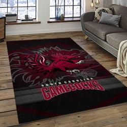 ncaa south carolina gamecocks college sport basketball and foolball team logo rectangle area rug dark room scg37