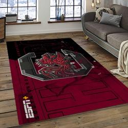 ncaa south carolina gamecocks college sport basketball and foolball team logo rectangle area rug dark room scg38