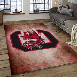 ncaa south carolina gamecocks college sport basketball and foolball team logo rectangle area rug dark room scg40