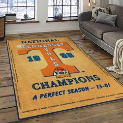 ncaa tennessee volunteers college sport basketball and foolball team logo rectangle area rug dark room tvs23