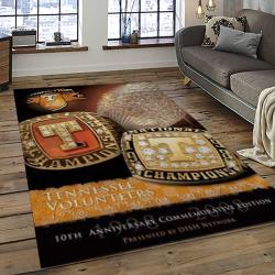 ncaa tennessee volunteers college sport basketball and foolball team logo rectangle area rug dark room tvs24