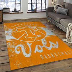ncaa tennessee volunteers college sport basketball and foolball team logo rectangle area rug dark room tvs27