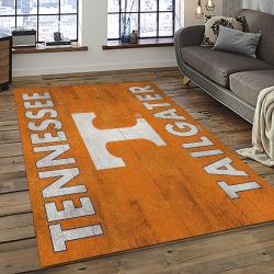 ncaa tennessee volunteers college sport basketball and foolball team logo rectangle area rug dark room tvs35