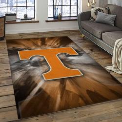 ncaa tennessee volunteers college sport basketball and foolball team logo rectangle area rug dark room tvs37