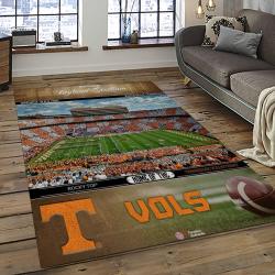 ncaa tennessee volunteers college sport basketball and foolball team logo rectangle area rug dark room tvs49