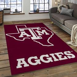 ncaa texas a m aggies college sport basketball and foolball team logo rectangle area rug dark room tama02