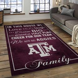 ncaa texas a m aggies college sport basketball and foolball team logo rectangle area rug dark room tama03