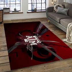 ncaa texas a m aggies college sport basketball and foolball team logo rectangle area rug dark room tama07