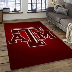 ncaa texas a m aggies college sport basketball and foolball team logo rectangle area rug dark room tama12