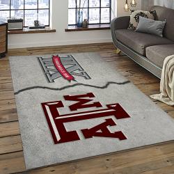ncaa texas a m aggies college sport basketball and foolball team logo rectangle area rug dark room tama17