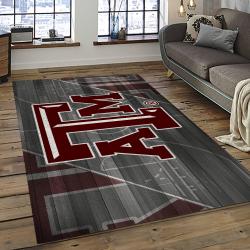 ncaa texas a m aggies college sport basketball and foolball team logo rectangle area rug dark room tama18