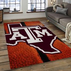 ncaa texas a m aggies college sport basketball and foolball team logo rectangle area rug dark room tama23