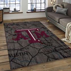 ncaa texas a m aggies college sport basketball and foolball team logo rectangle area rug dark room tama25