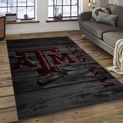 ncaa texas a m aggies college sport basketball and foolball team logo rectangle area rug dark room tama30