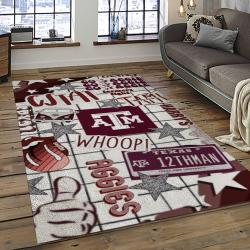 ncaa texas a m aggies college sport basketball and foolball team logo rectangle area rug dark room tama32