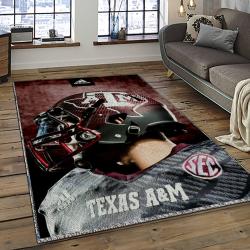 ncaa texas a m aggies college sport basketball and foolball team logo rectangle area rug dark room tama34