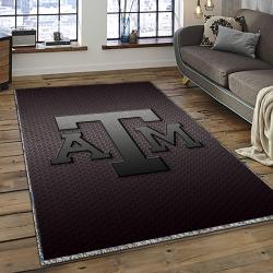 ncaa texas a m aggies college sport basketball and foolball team logo rectangle area rug dark room tama37
