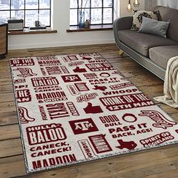 ncaa texas a m aggies college sport basketball and foolball team logo rectangle area rug dark room tama41