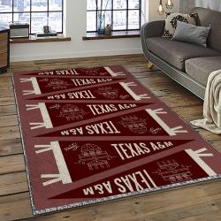 ncaa texas a m aggies college sport basketball and foolball team logo rectangle area rug dark room tama43