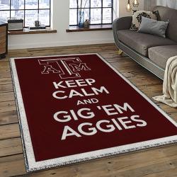 ncaa texas a m aggies college sport basketball and foolball team logo rectangle area rug dark room tama46