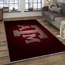 ncaa texas a m aggies college sport basketball and foolball team logo rectangle area rug dark room tama47