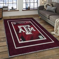 ncaa texas a m aggies college sport basketball and foolball team logo rectangle area rug dark room tama48