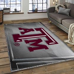 ncaa texas a m aggies college sport basketball and foolball team logo rectangle area rug dark room tama50