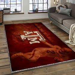 ncaa texas a m aggies college sport basketball and foolball team logo rectangle area rug dark room tama51