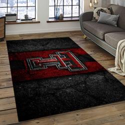 ncaa texas tech red raiders sport basketball and foolball team logo rectangle area rug dark room ttrr02
