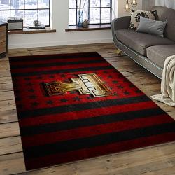 ncaa texas tech red raiders sport basketball and foolball team logo rectangle area rug dark room ttrr03