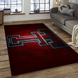 ncaa texas tech red raiders sport basketball and foolball team logo rectangle area rug dark room ttrr04