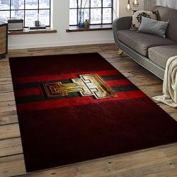 ncaa texas tech red raiders sport basketball and foolball team logo rectangle area rug dark room ttrr08