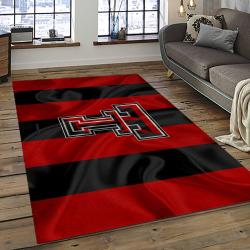 ncaa texas tech red raiders sport basketball and foolball team logo rectangle area rug dark room ttrr09