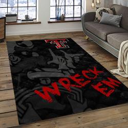 ncaa texas tech red raiders sport basketball and foolball team logo rectangle area rug dark room ttrr13