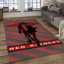 ncaa texas tech red raiders sport basketball and foolball team logo rectangle area rug dark room ttrr14