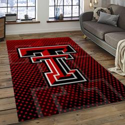 ncaa texas tech red raiders sport basketball and foolball team logo rectangle area rug dark room ttrr16