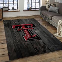 ncaa texas tech red raiders sport basketball and foolball team logo rectangle area rug dark room ttrr17