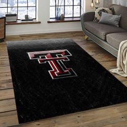 ncaa texas tech red raiders sport basketball and foolball team logo rectangle area rug dark room ttrr21