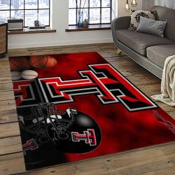 ncaa texas tech red raiders sport basketball and foolball team logo rectangle area rug dark room ttrr24