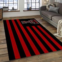 ncaa texas tech red raiders sport basketball and foolball team logo rectangle area rug dark room ttrr25